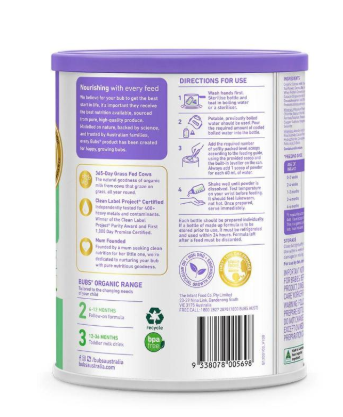 Bubs Organic Grass Fed Formula Stage 1 | 800g