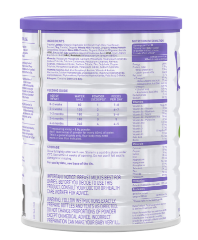 Bubs Organic Grass Fed Formula Stage 1 | 800g