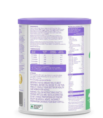 Bubs Organic Grass Fed Formula Stage 1 | 800g