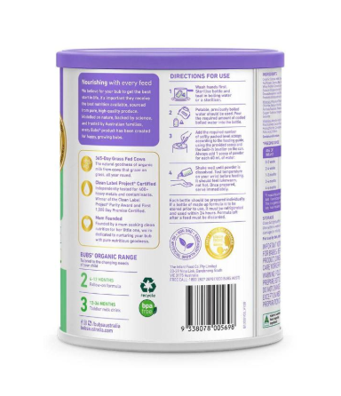 Bubs Organic Grass Fed Formula Stage 2 Follow On | 800g