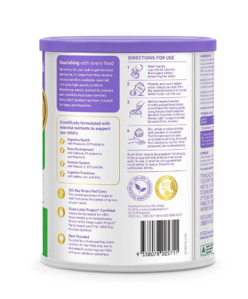 Bubs Bubs Organic Grass Fed Formula Stage 3 Toddler | 800g