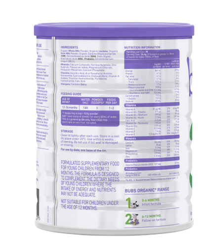 Bubs Bubs Organic Grass Fed Formula Stage 3 Toddler | 800g