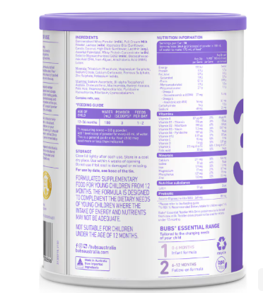 Bubs Essential Toddler Milk Drink Formula Stage 3 800g