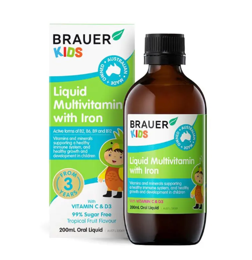 Brauer Kids Liquid Multivitamin with Iron 200ml