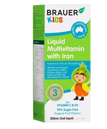 Brauer Kids Liquid Multivitamin with Iron 200ml