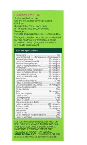 Brauer Kids Liquid Multivitamin with Iron 200ml