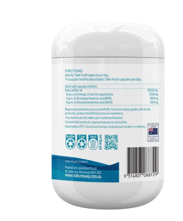 Nature's Way Wild Caught Odourless Fish Oil 1000mg 150 Capsules