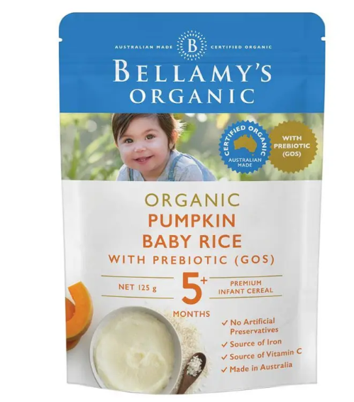 Bellamy's Organic Pumpkin Baby Rice with Prebiotic 125g