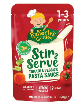 Raffertys Garden Stir & Serve Tomato & Veggies Toddler Pasta Sauce 1-3 Years 150g